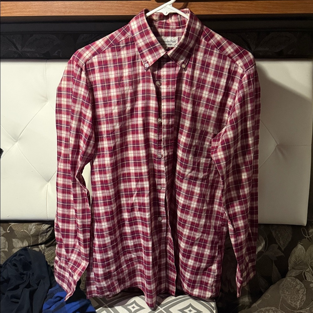 Men's Red Plaid Dress Shirt